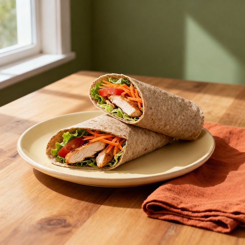 Wrap de frango com alface e cenoura