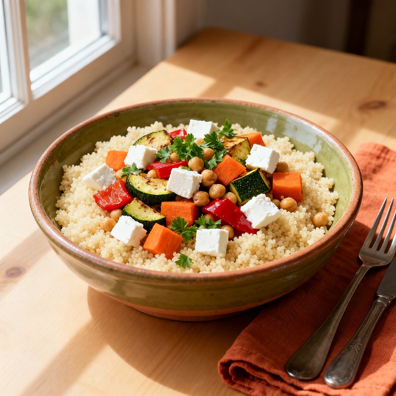Cuscuz marroquino com legumes e grão-de-bico